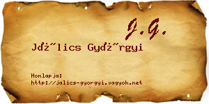 Jálics Györgyi névjegykártya